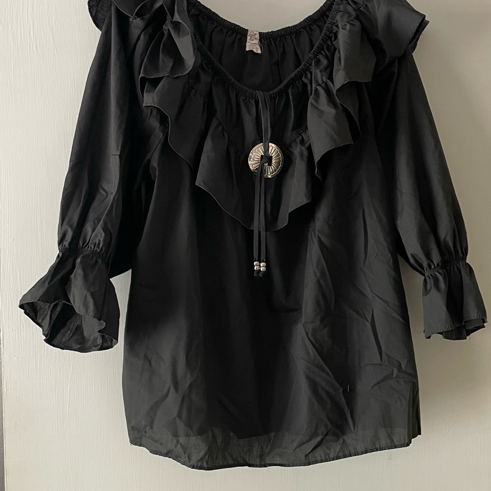 Elegant Black Ruffled Women's Top